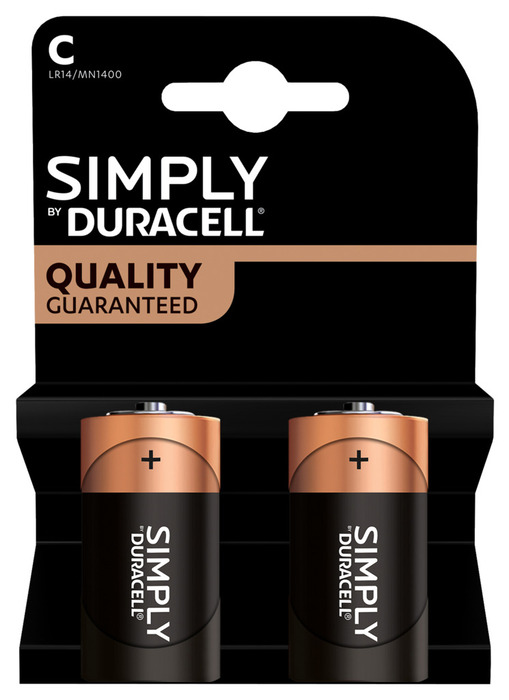 Duracell Simply C Alkaline batterier 2-pk.